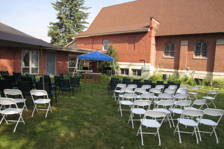 Sunday worship in the Community Peace Garden at First Presbyterian Church of Sandpoint