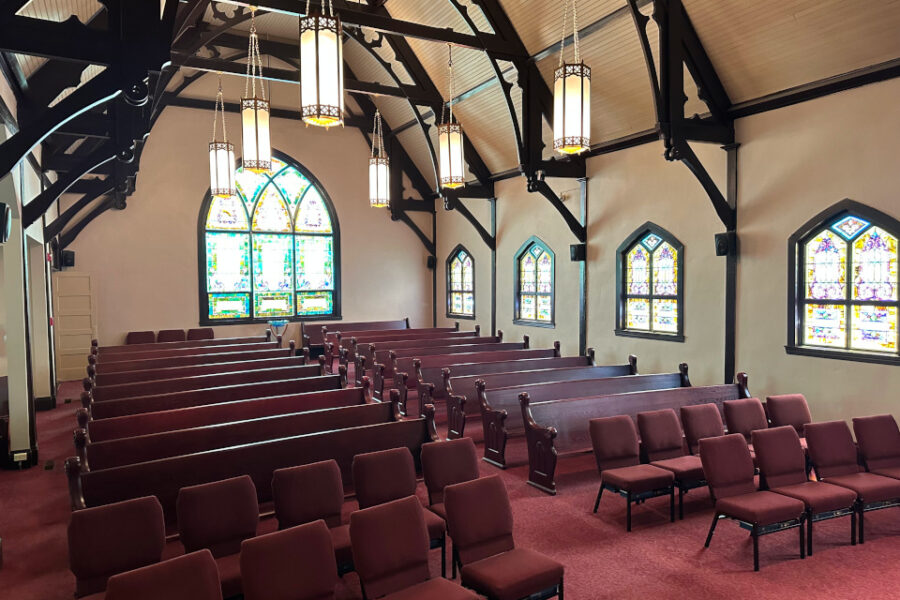 Sanctuary of First Presbyterian Church of Sandpoint.