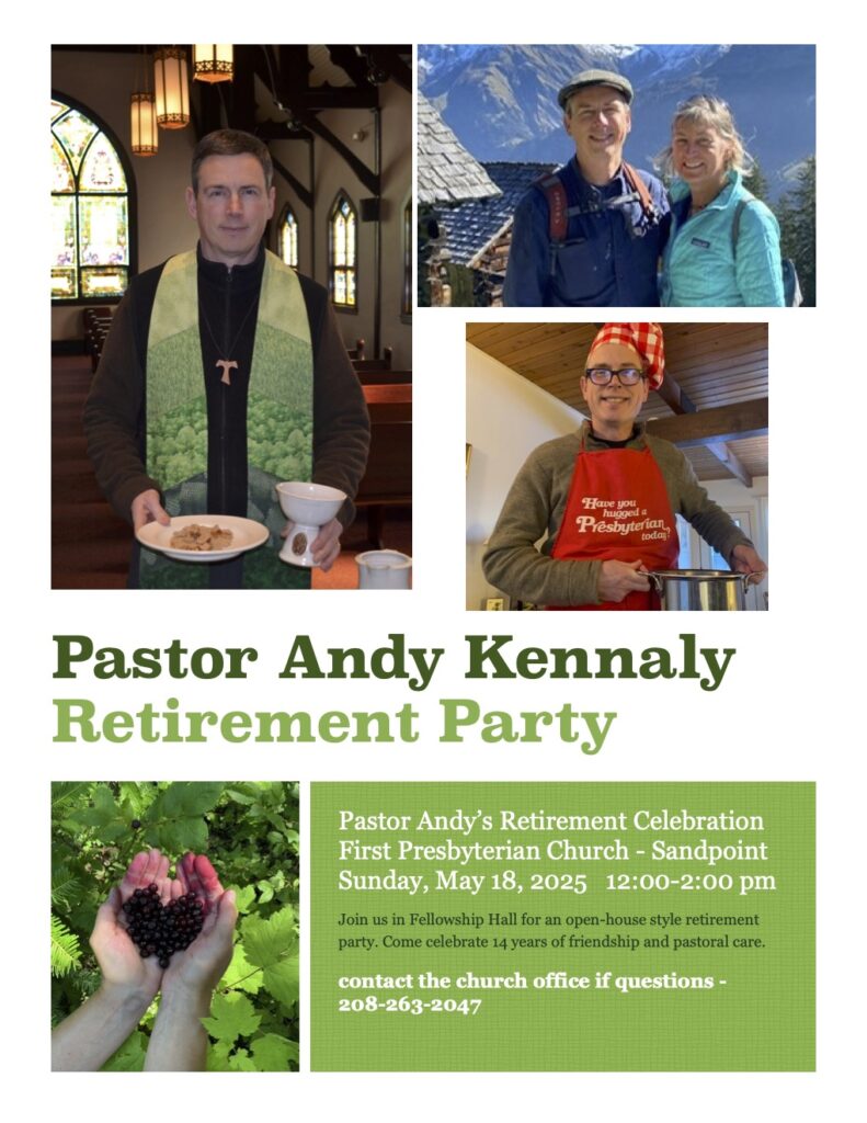 Pastor Andy Kennaly's Retirement Party Poster